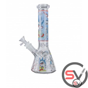 RICK AND MORTY GLASS BEAKER WATER PIPE 10inch (GLOW IN THE DARK)